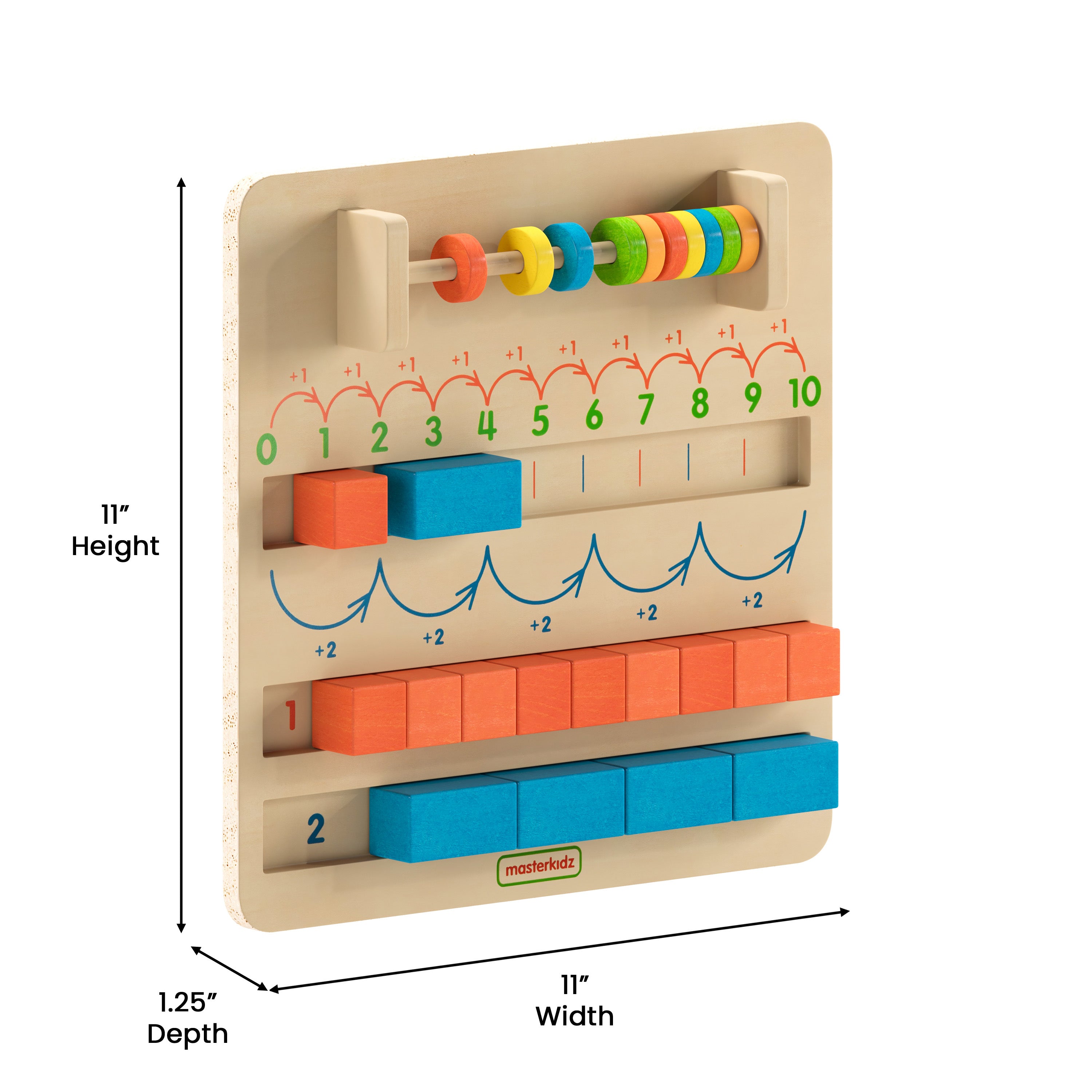 Bright Beginnings Commercial Grade STEM Number Counting Learning Board in Natural Finish with Multicolor Accents