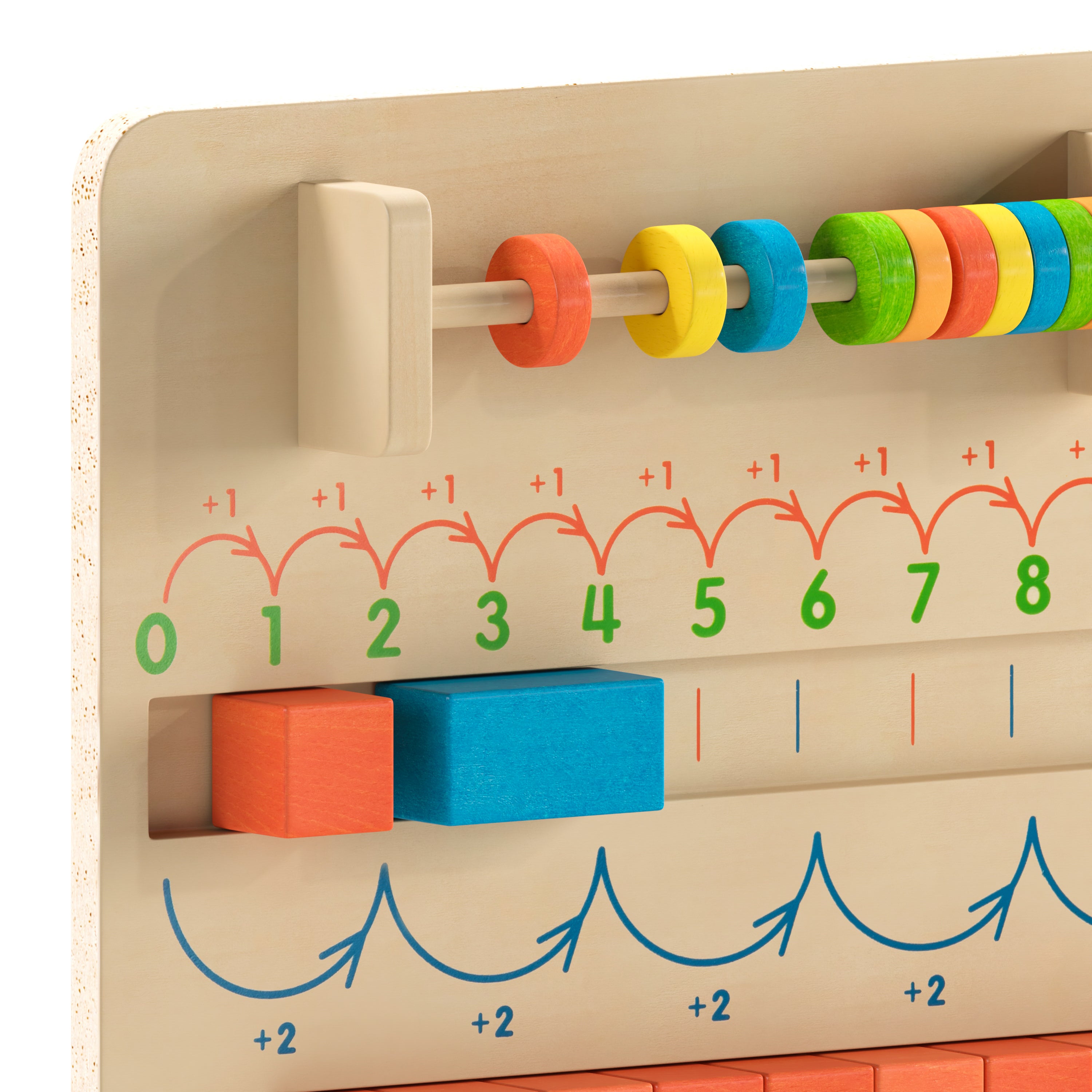 Bright Beginnings Commercial Grade STEM Number Counting Learning Board in Natural Finish with Multicolor Accents