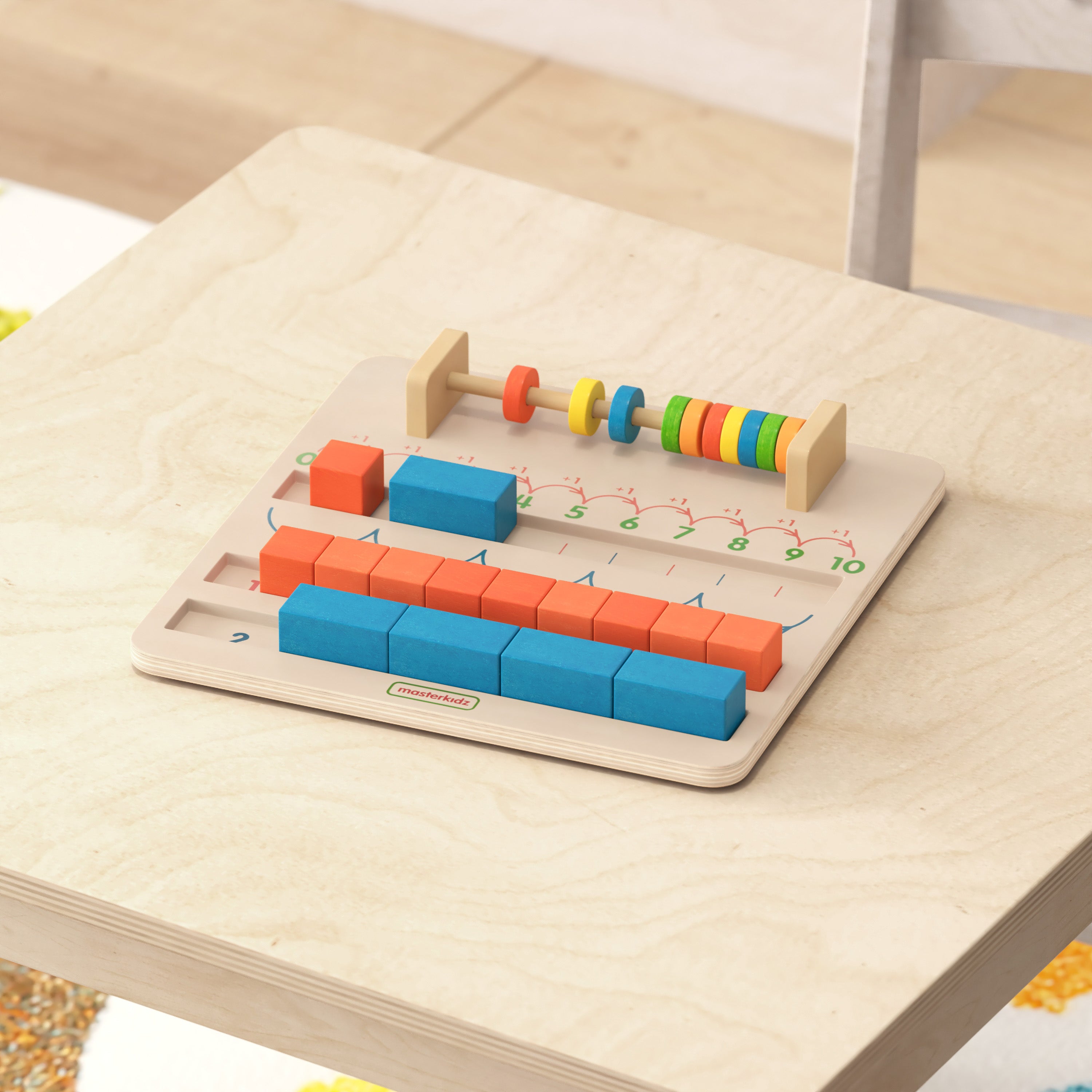 Bright Beginnings Commercial Grade STEM Number Counting Learning Board in Natural Finish with Multicolor Accents