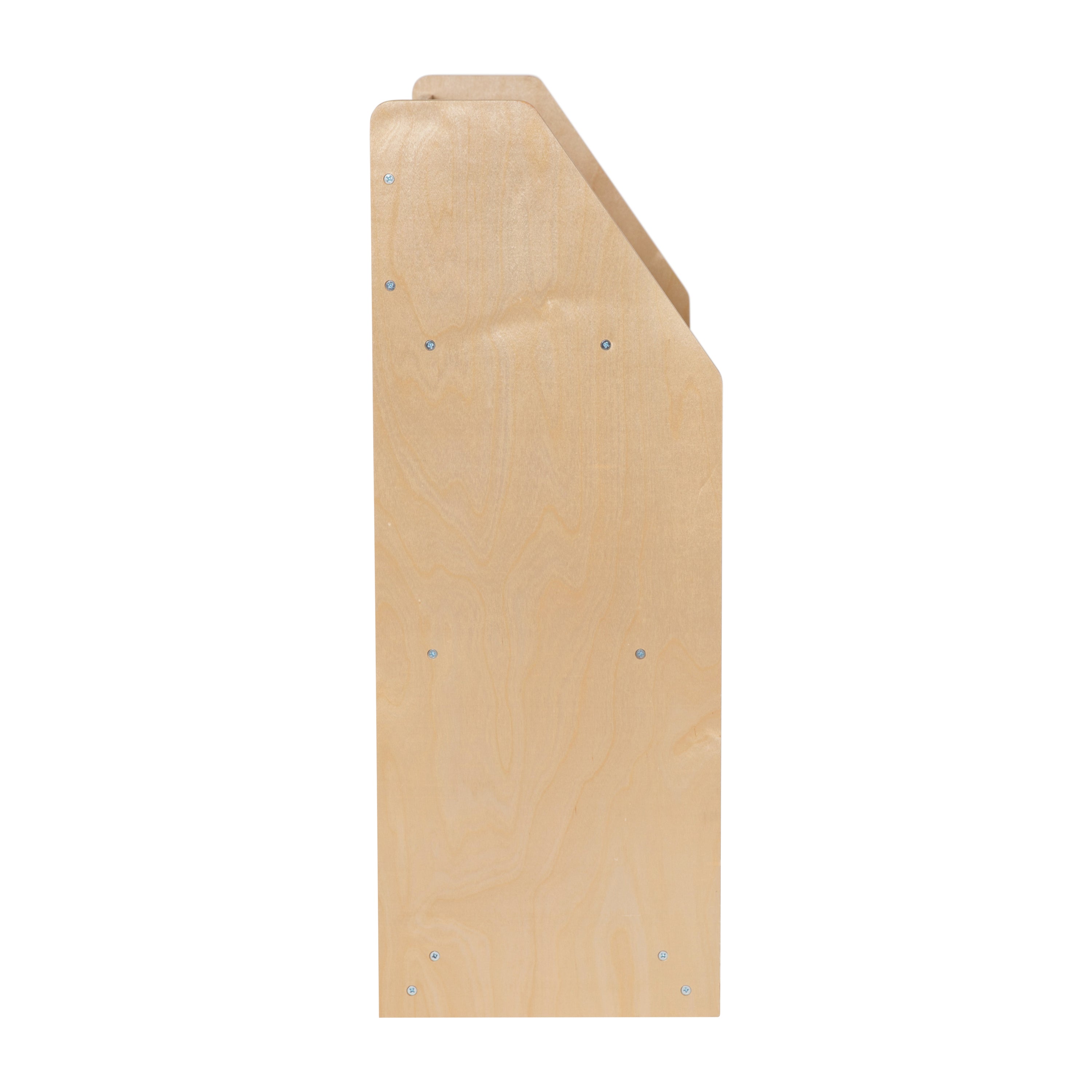 Hercules Natural Wooden 3 Shelf Book Display with Safe, Kid Friendly Curved Edges - Commercial Grade for Daycare, Classroom or Playroom Storage