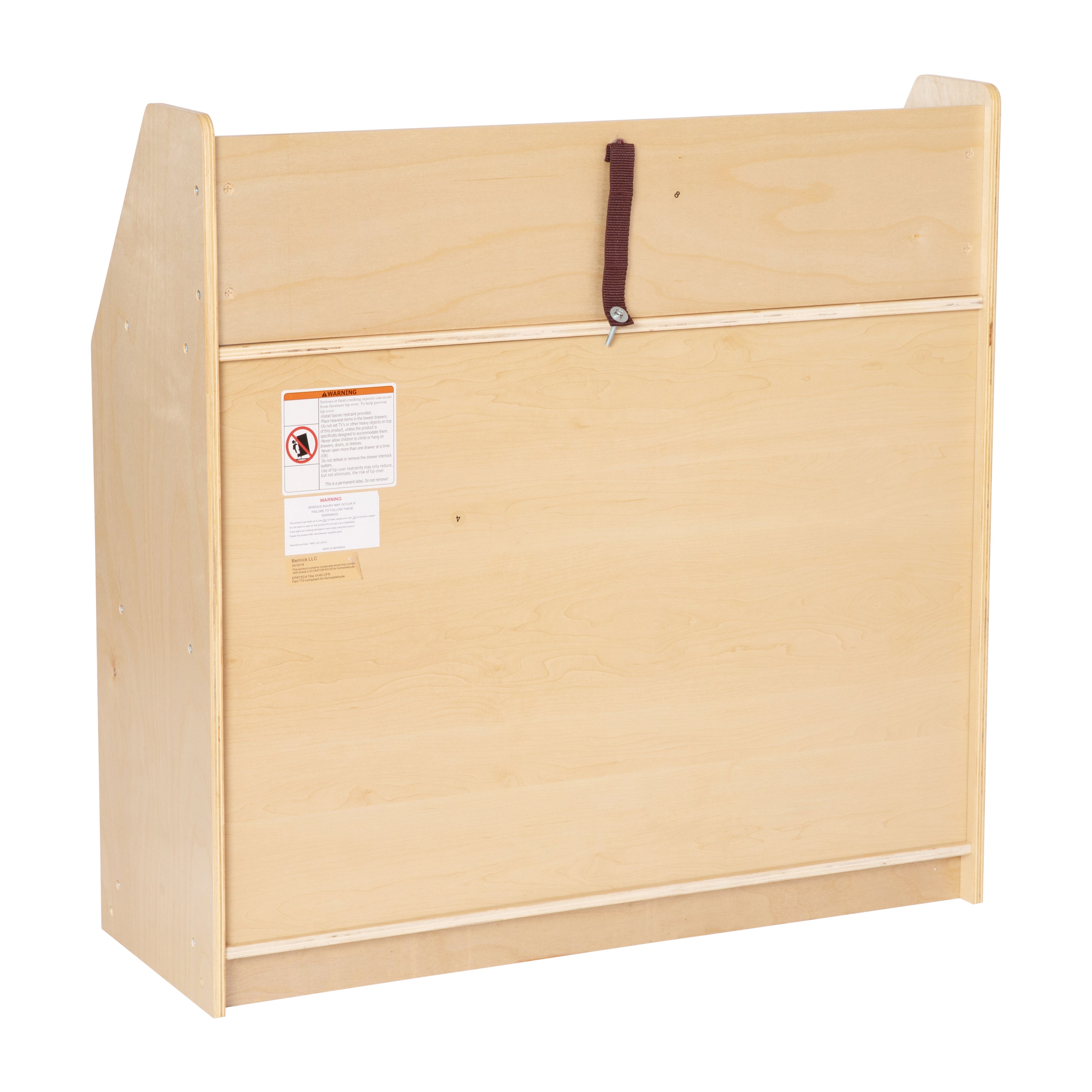 Hercules Natural Wooden 3 Shelf Book Display with Safe, Kid Friendly Curved Edges - Commercial Grade for Daycare, Classroom or Playroom Storage