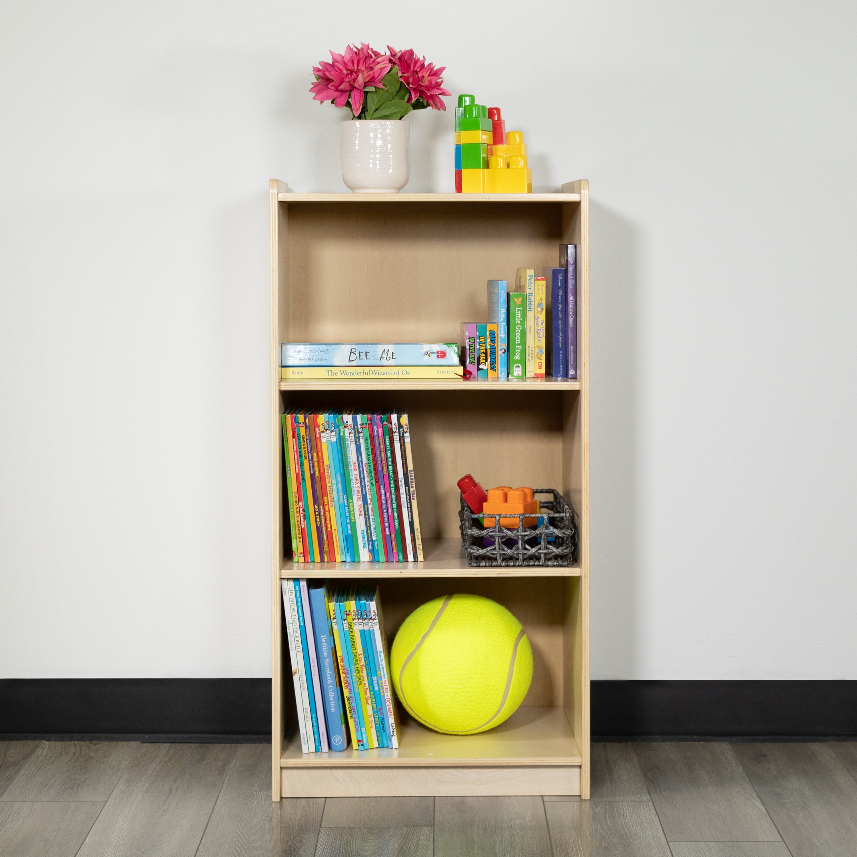Hercules Wooden 3 Section School Classroom Storage Cabinet for Commercial or Home Use - Safe, Kid Friendly Design - 36"H (Natural)