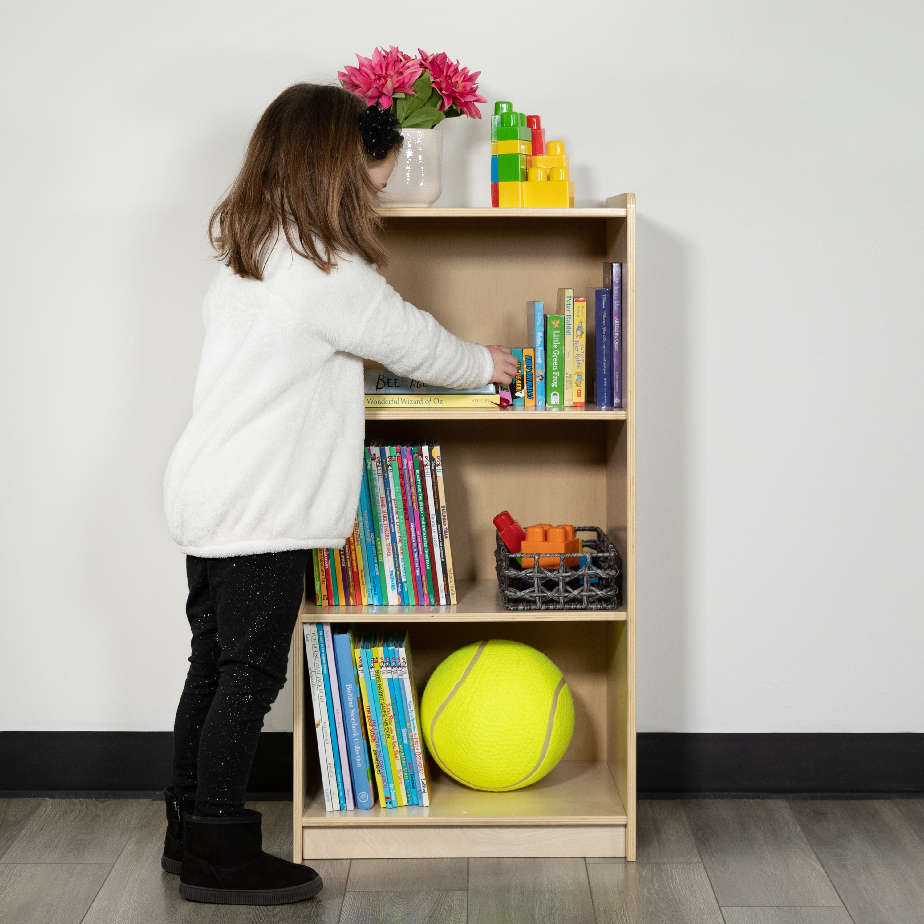 Hercules Wooden 3 Section School Classroom Storage Cabinet for Commercial or Home Use - Safe, Kid Friendly Design - 36"H (Natural)