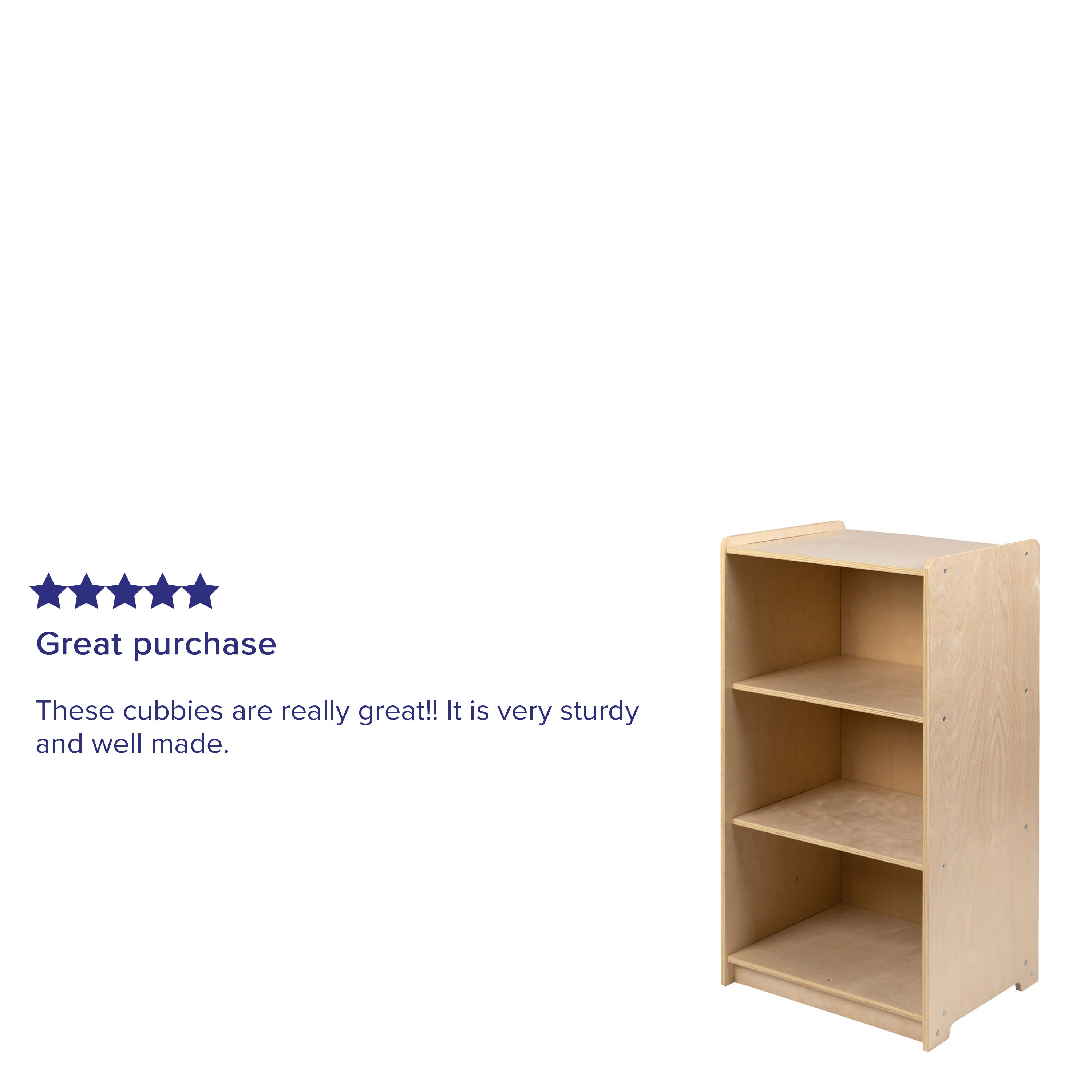 Hercules Wooden 3 Section School Classroom Storage Cabinet for Commercial or Home Use - Safe, Kid Friendly Design - 36"H (Natural)