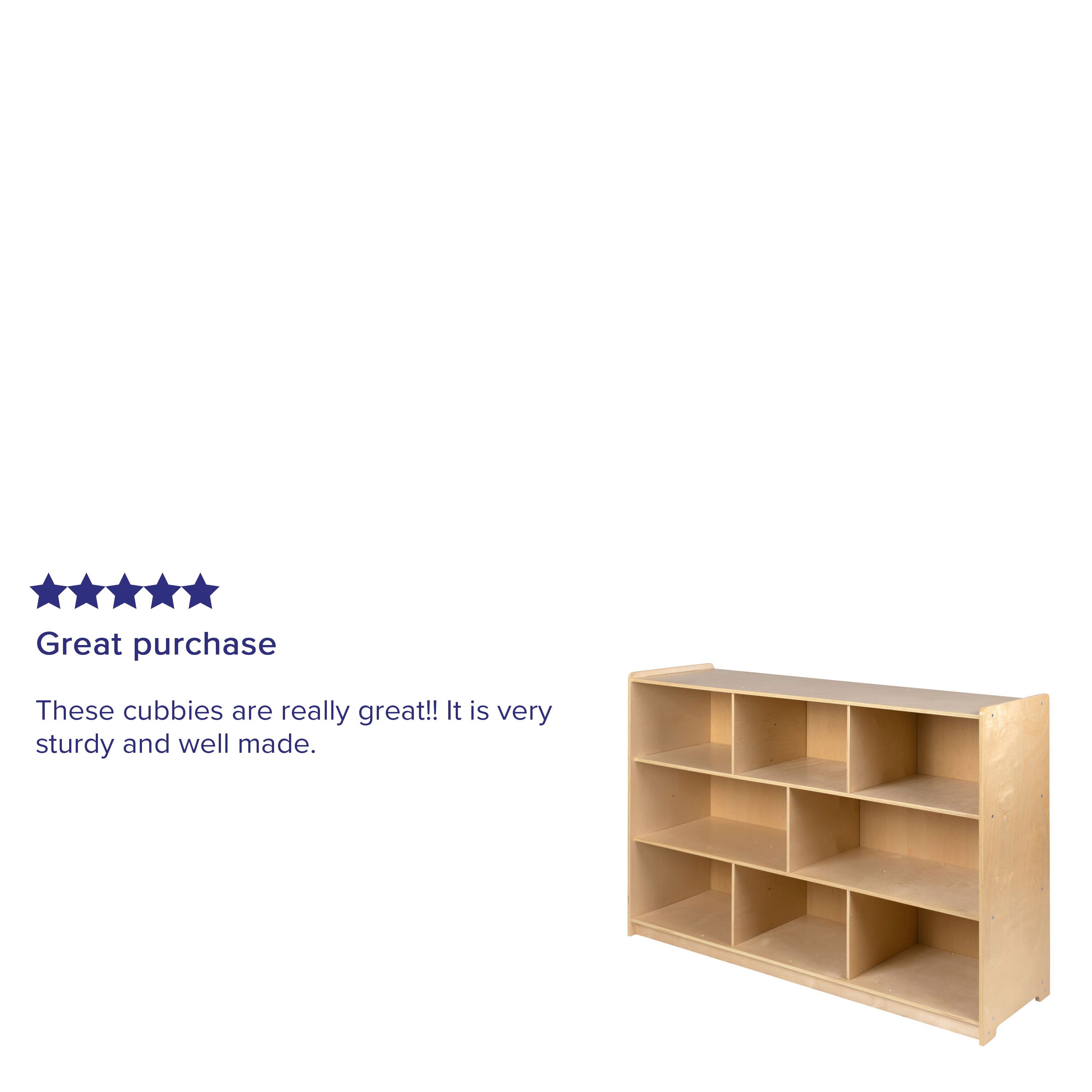 Hercules Wooden 8 Section School Classroom Storage Cabinet for Commercial or Home Use - Safe, Kid Friendly Design - 36"H (Natural)