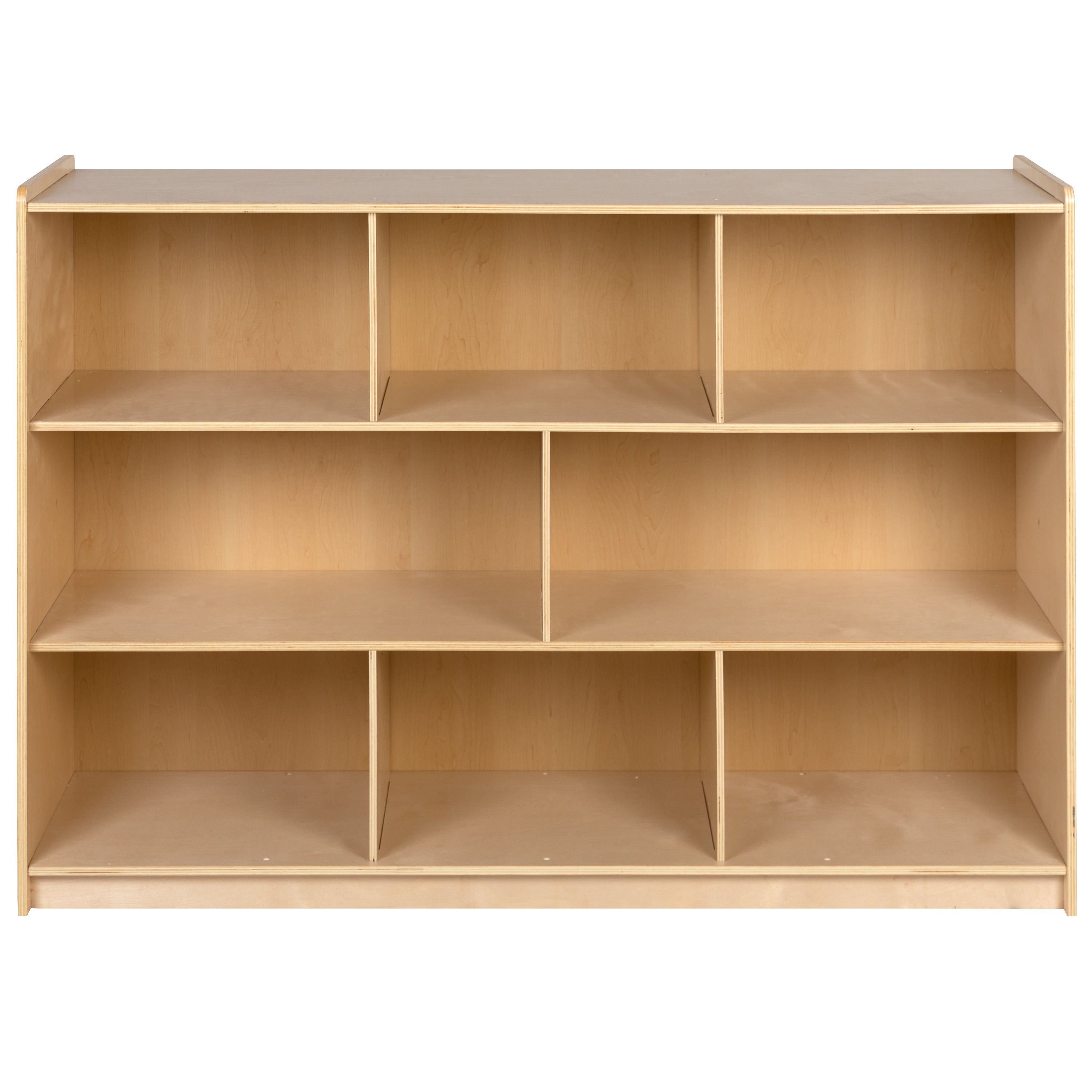 Hercules Wooden 8 Section School Classroom Storage Cabinet for Commercial or Home Use - Safe, Kid Friendly Design - 36"H (Natural)