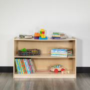 Hercules Wooden 2 Section School Classroom Storage Cabinet for Commercial or Home Use - Safe, Kid Friendly Design - 24"H x 36"L (Natural)