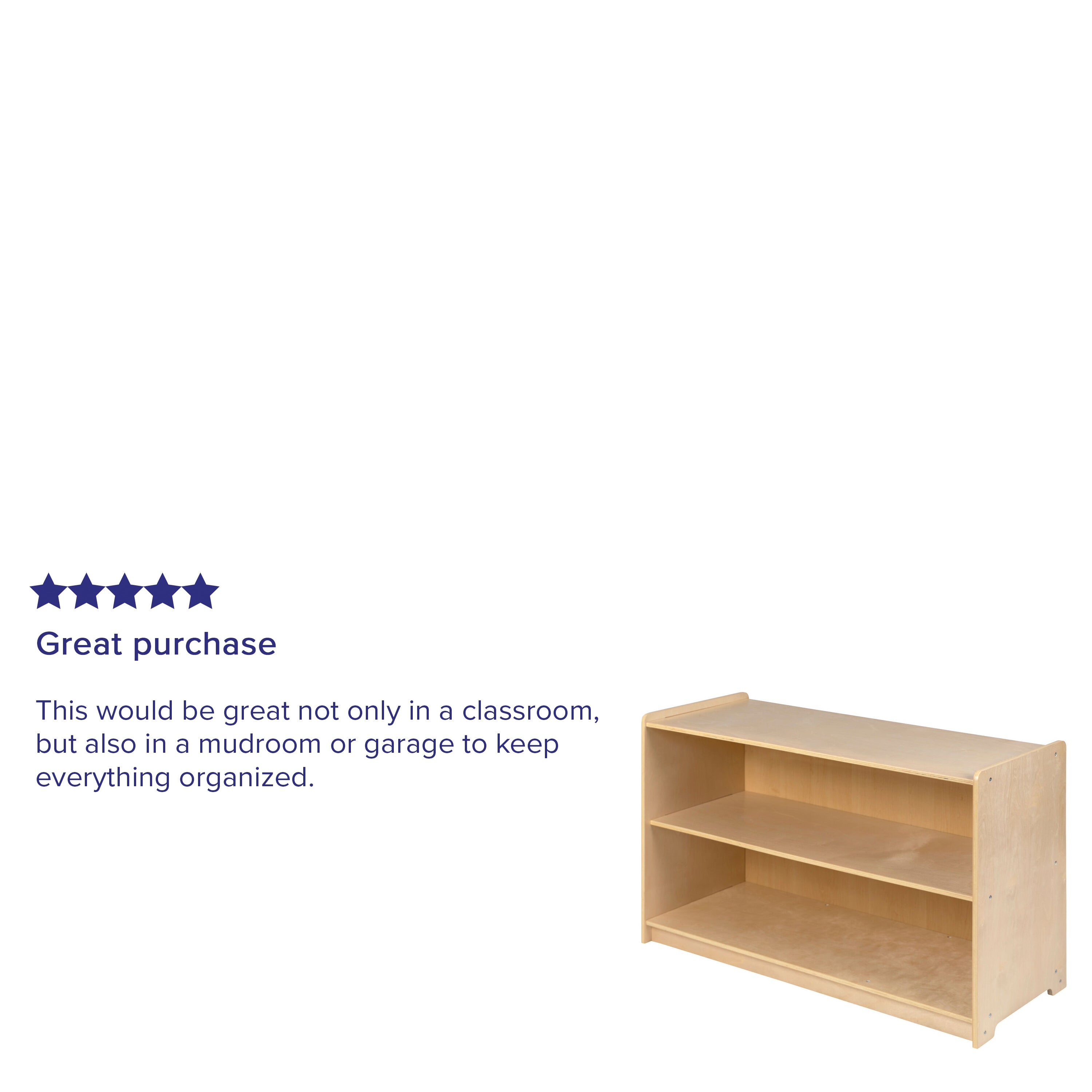 Hercules Wooden 2 Section School Classroom Storage Cabinet for Commercial or Home Use - Safe, Kid Friendly Design - 24"H x 36"L (Natural)