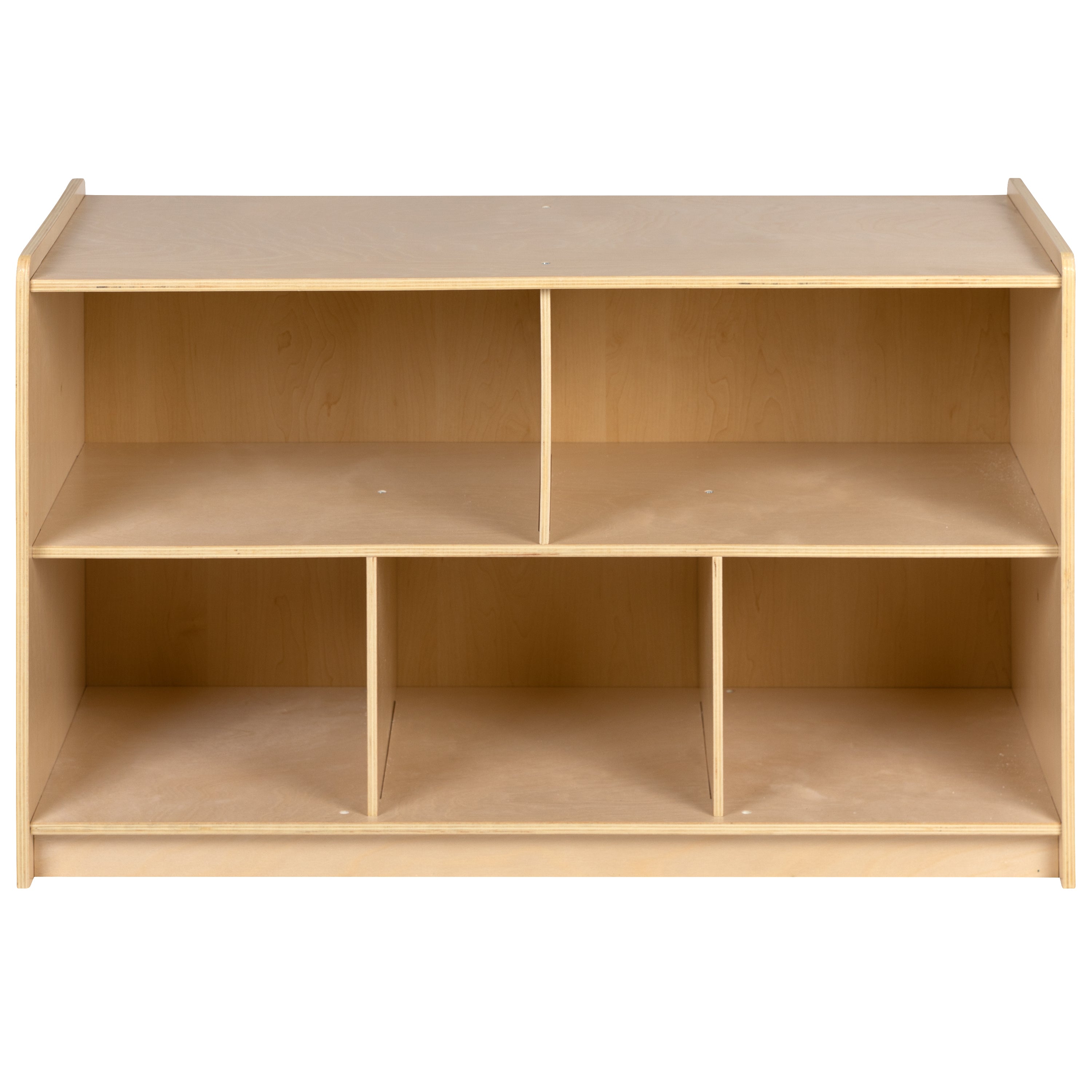 Hercules Wooden 5 Section School Classroom Storage Cabinet for Commercial or Home Use - Safe, Kid Friendly Design - 24"H x 36"L (Natural)