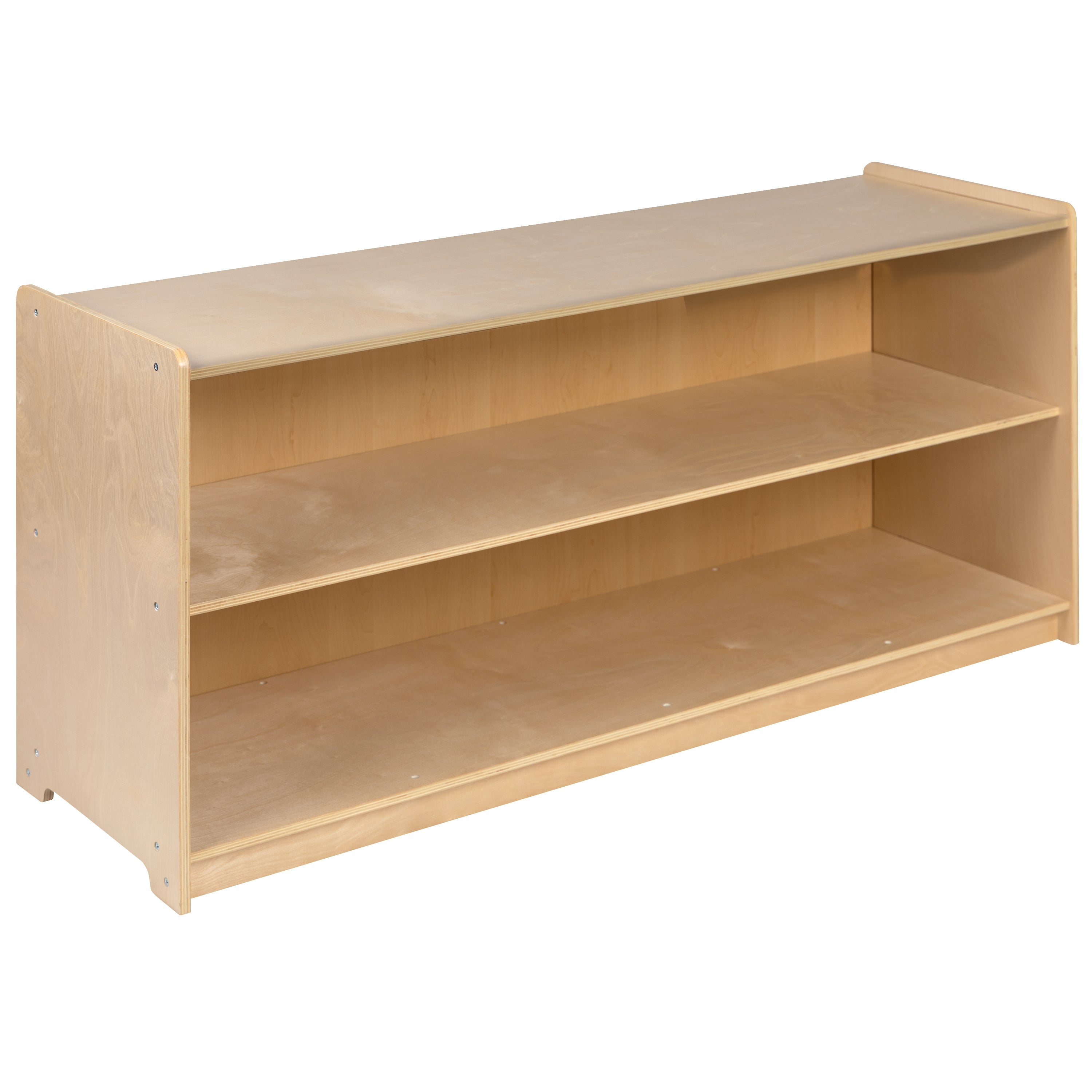 Hercules Wooden 2 Section School Classroom Storage Cabinet for Commercial or Home Use - Safe, Kid Friendly Design - 24"H x 48"L (Natural)