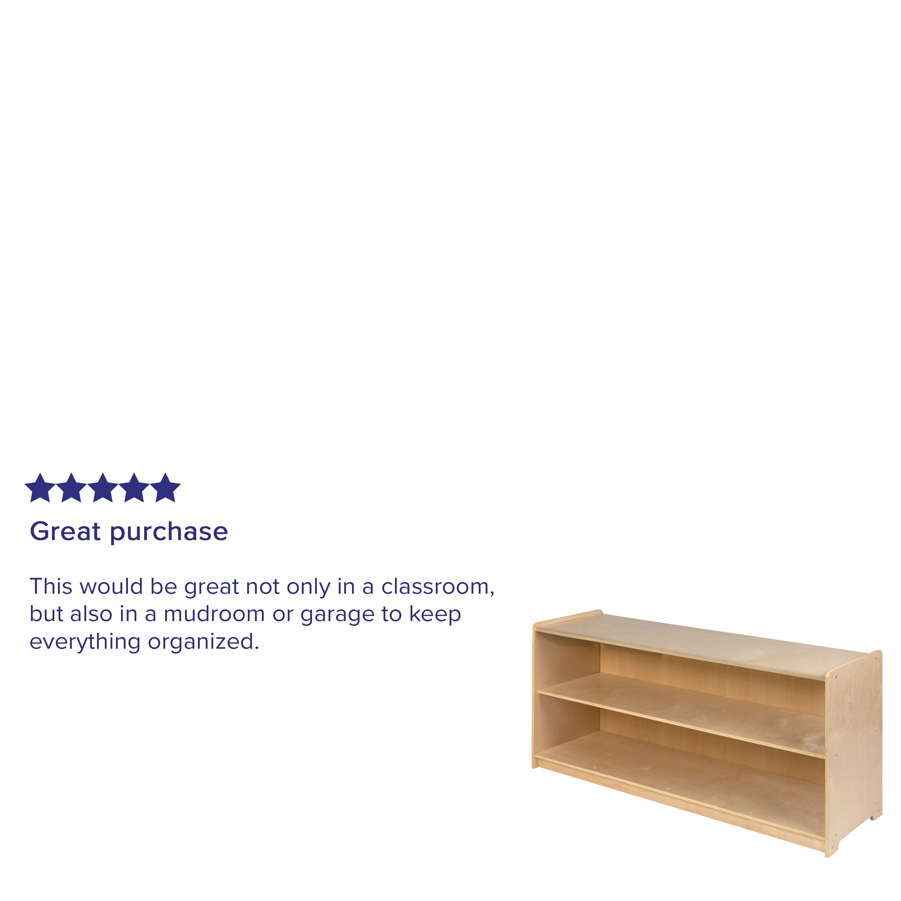 Hercules Wooden 2 Section School Classroom Storage Cabinet for Commercial or Home Use - Safe, Kid Friendly Design - 24"H x 48"L (Natural)