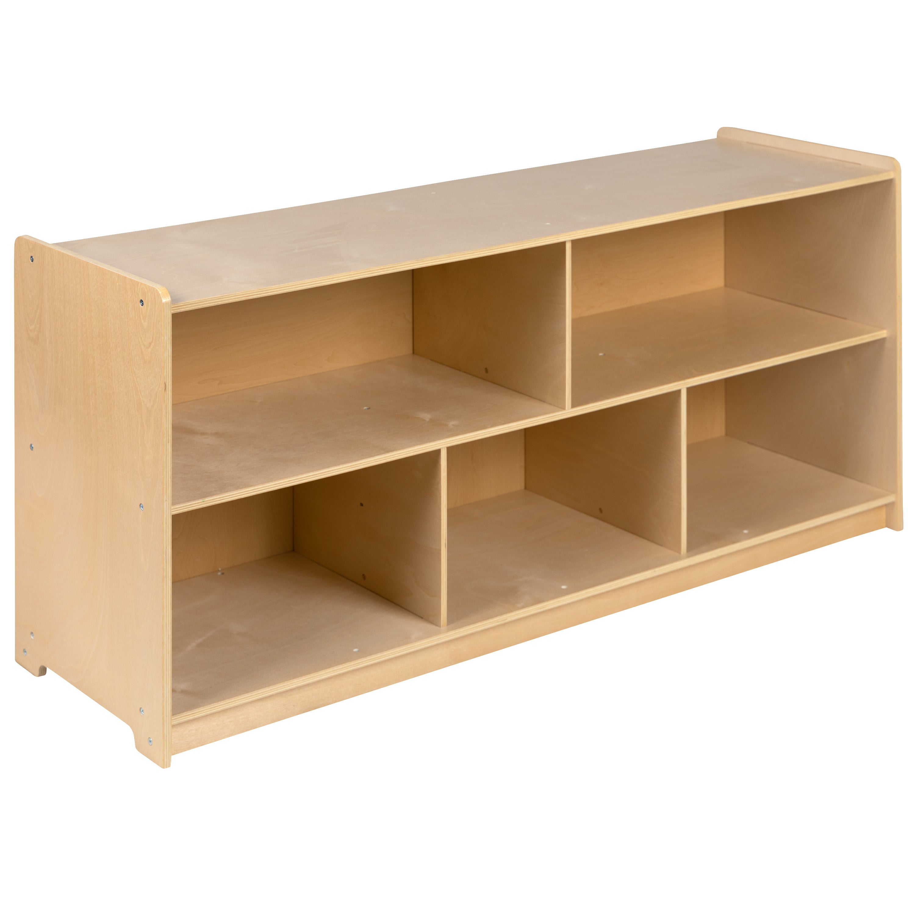 Hercules Wooden 5 Section School Classroom Storage Cabinet for Commercial or Home Use - Safe, Kid Friendly Design - 24"H x 48"L (Natural)