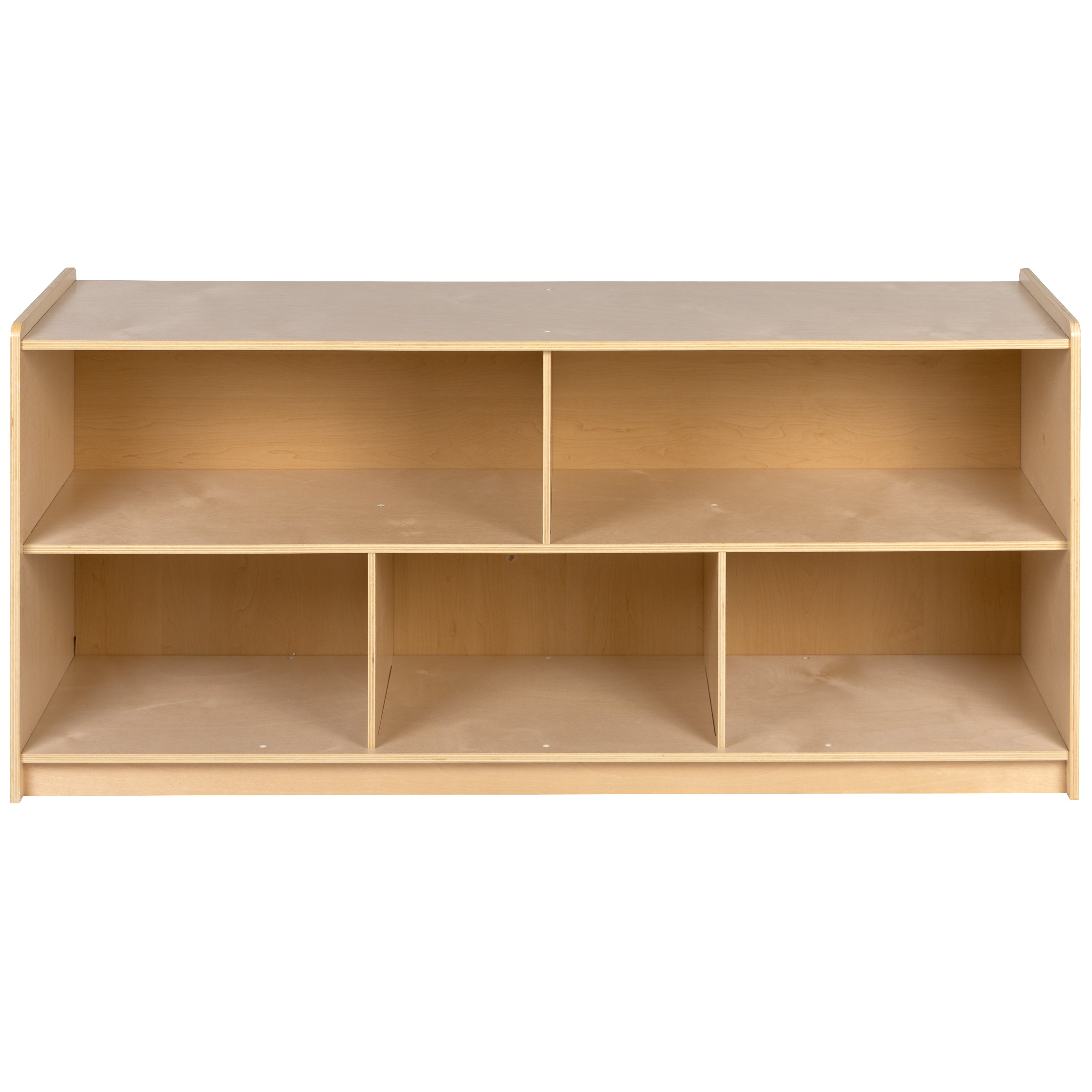 Hercules Wooden 5 Section School Classroom Storage Cabinet for Commercial or Home Use - Safe, Kid Friendly Design - 24"H x 48"L (Natural)