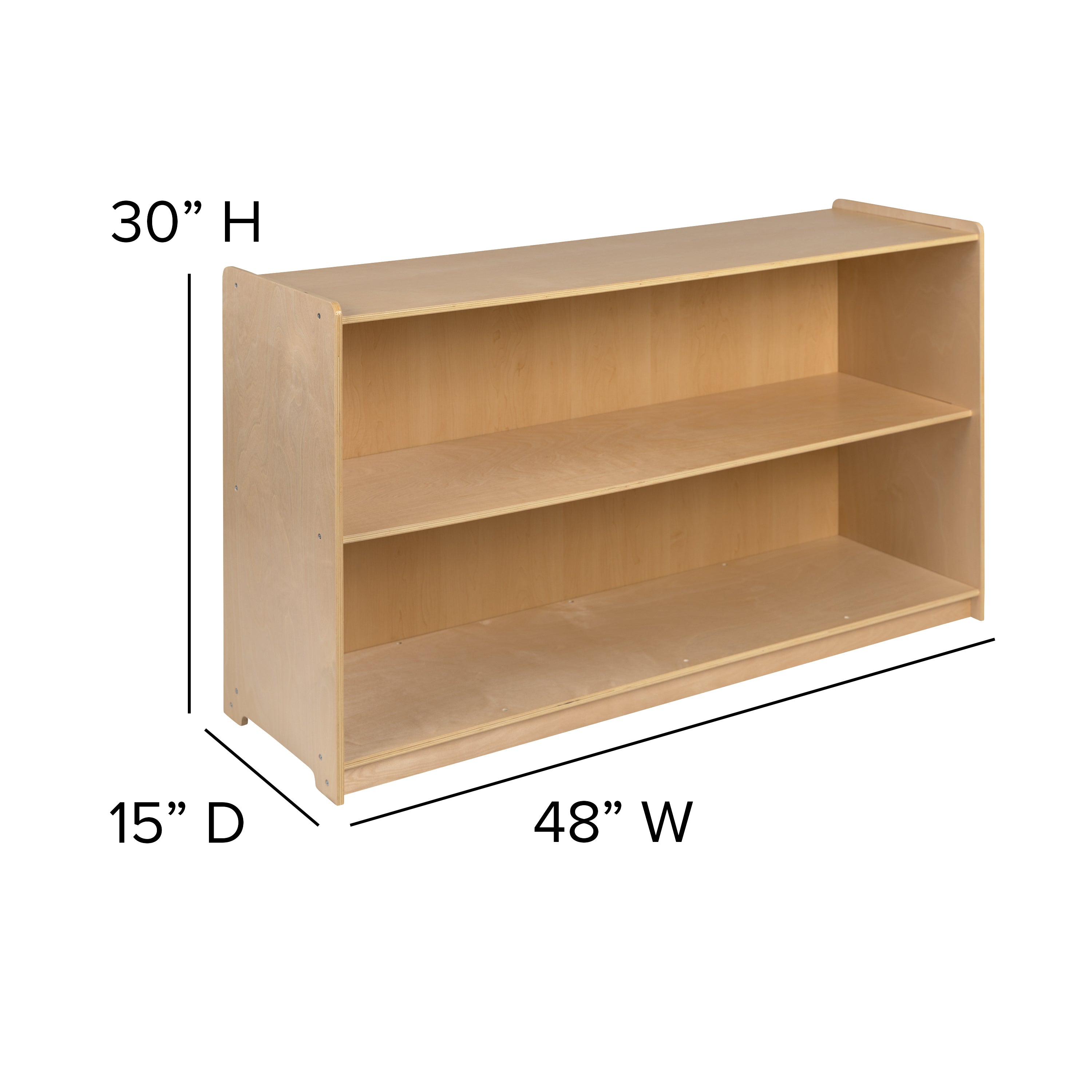 Hercules Wooden 2 Section School Classroom Storage Cabinet for Commercial or Home Use - Safe, Kid Friendly Design - 30"H x 48"L (Natural)
