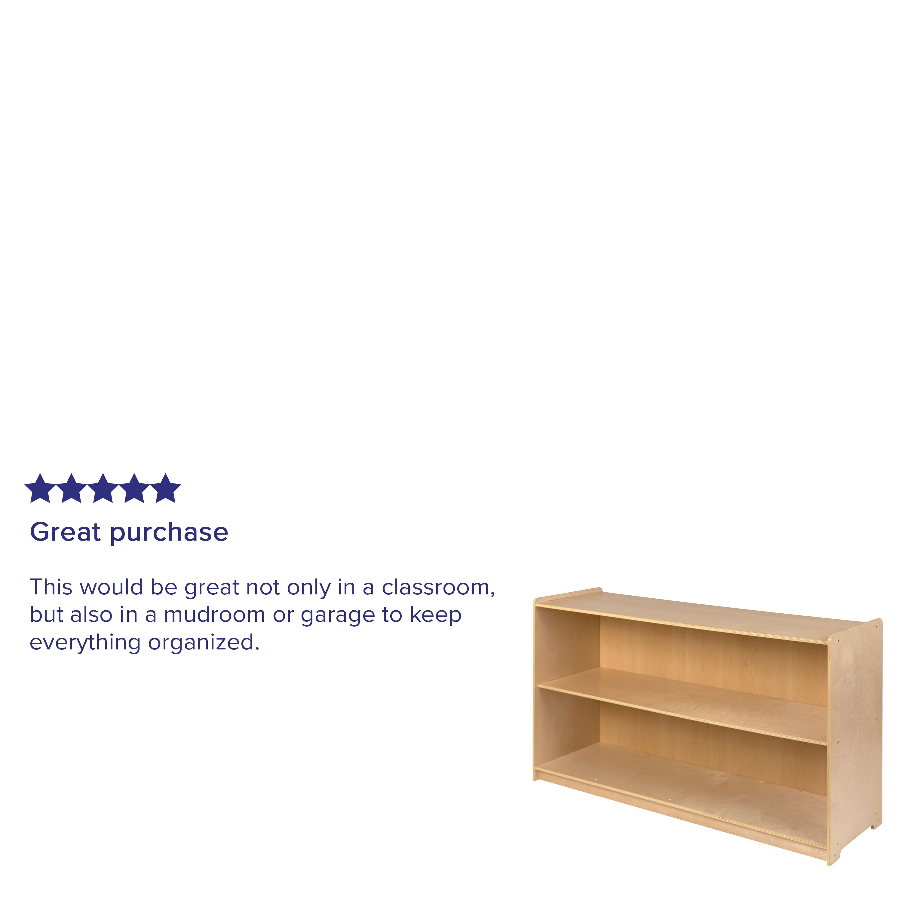 Hercules Wooden 2 Section School Classroom Storage Cabinet for Commercial or Home Use - Safe, Kid Friendly Design - 30"H x 48"L (Natural)
