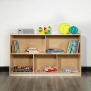 Hercules Wooden 5 Section School Classroom Storage Cabinet for Commercial or Home Use - Safe, Kid Friendly Design - 30"H x 48"L (Natural)