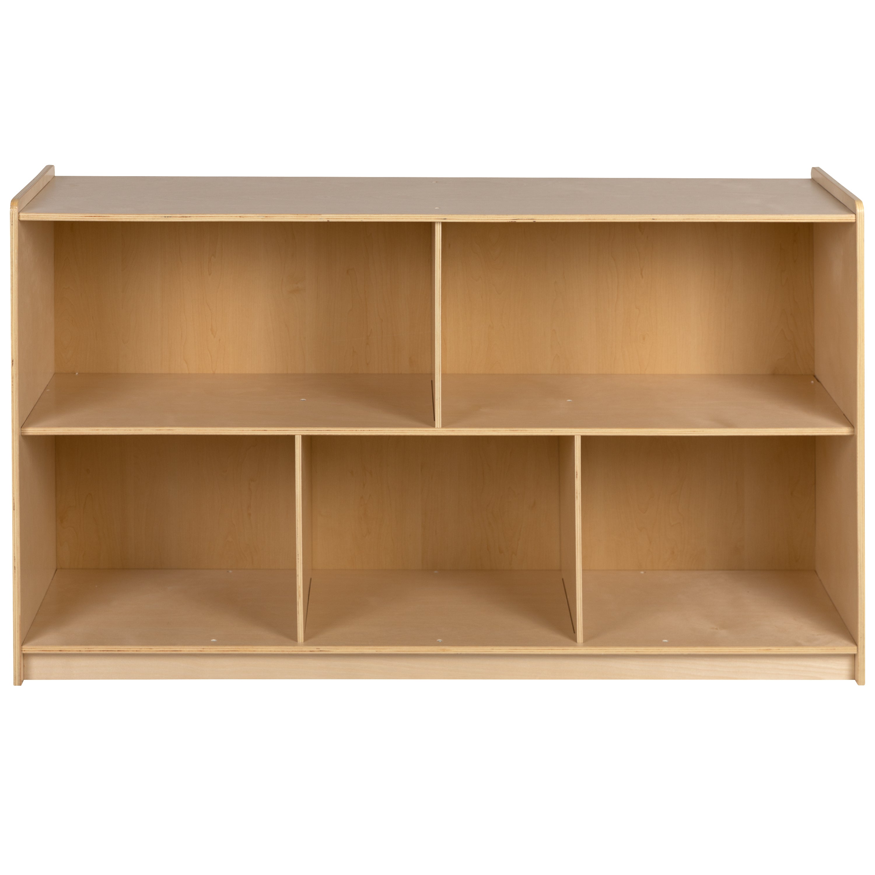 Hercules Wooden 5 Section School Classroom Storage Cabinet for Commercial or Home Use - Safe, Kid Friendly Design - 30"H x 48"L (Natural)