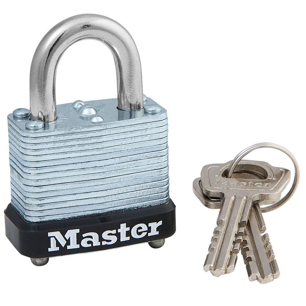 1-1/8in (29mm) Wide Laminated Steel Warded Padlock, Keyed Alike