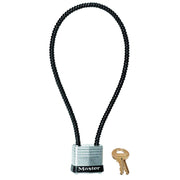 14in (35cm) Long x .22in (5.6mm) Diameter Braided Steel Cable Gun Lock with 1-1/8in (29 mm) Wide Laminated Steel Padlock; Keyed Alike