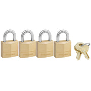 3/4in (19mm) Wide Solid Brass Body Padlock, 4-Pack
