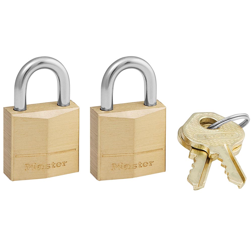 3/4in (19mm) Wide Solid Brass Body Padlock, 2-Pack