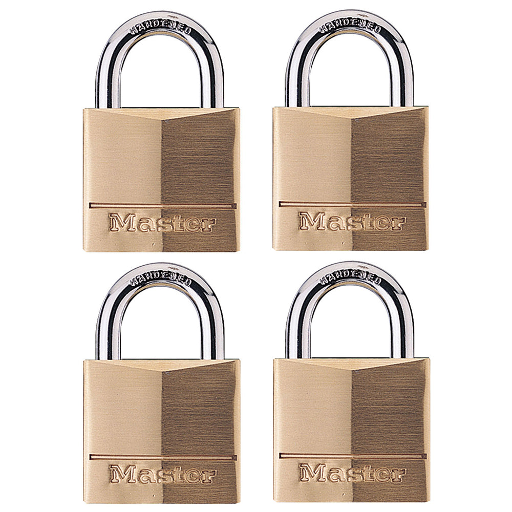 1-9/16in (40mm) Wide Solid Brass Body Padlock; 4-Pack