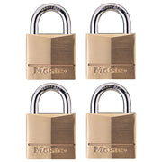 1-9/16in (40mm) Wide Solid Brass Body Padlock; 4-Pack