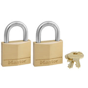 1-9/16in (40mm) Wide Solid Brass Body Padlock; 2-Pack