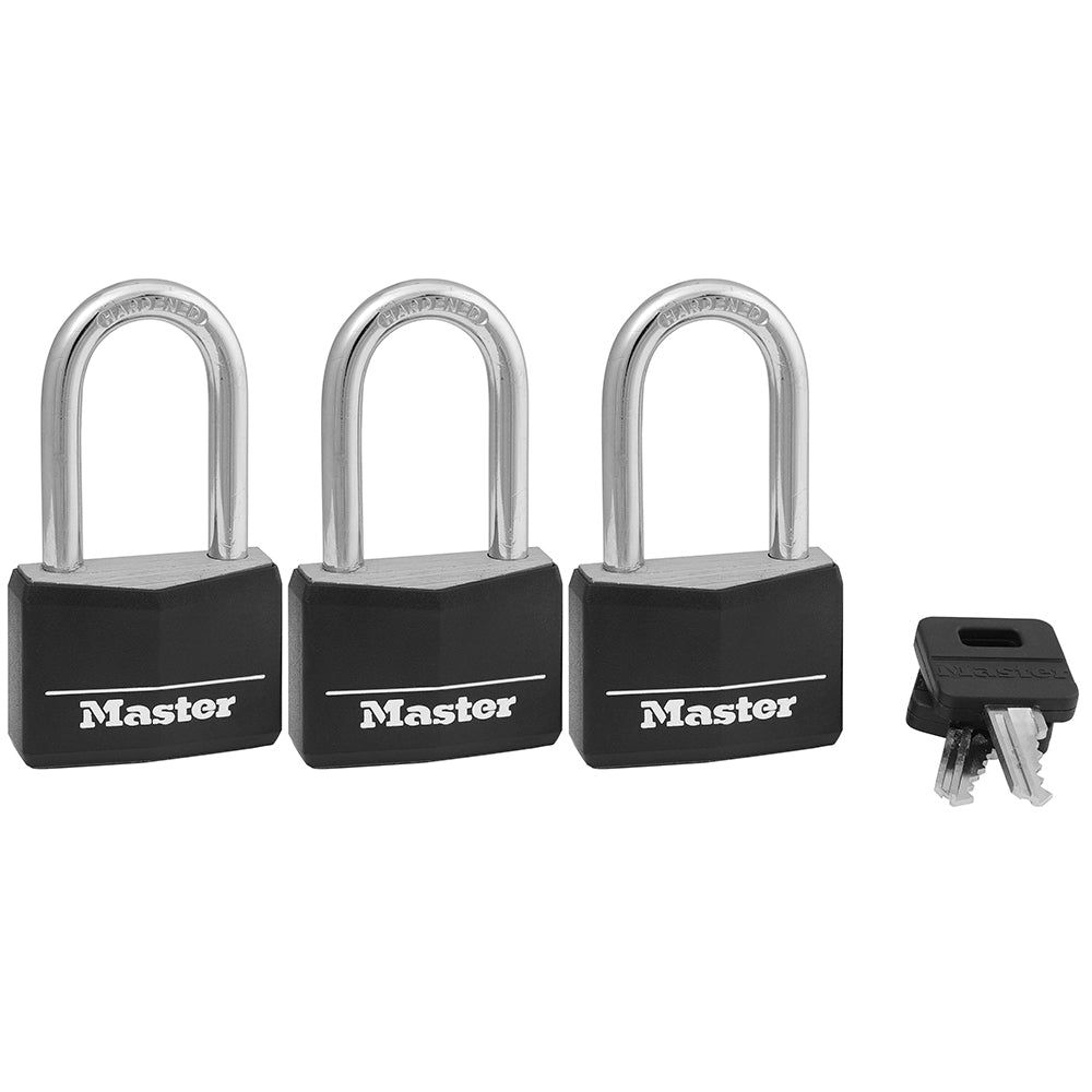 1-9/16in (40mm) Wide Covered Solid Body Padlock with 1-1/2in (38mm) Shackle; 3-Pack