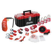 Lockout Toolbox with Premier Electrical Device Assortment and four Zenex™ Thermoplastic Padlocks