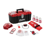 Lockout Toolbox with Standard Valve Device Assortment and three Zenex™ Thermoplastic Padlocks