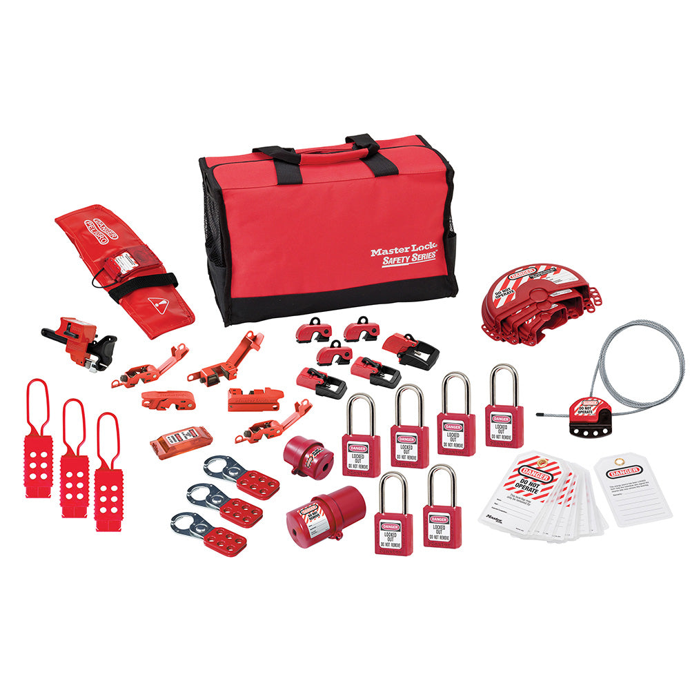 Lockout Carrying Case with Premier Valve and Electrical Device Assortment and six Zenex™ Thermoplastic Padlocks