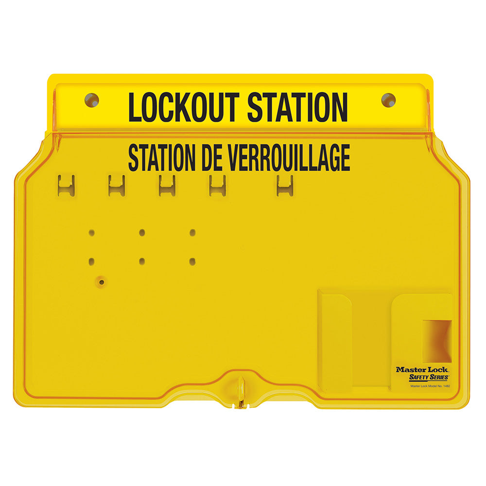 4-Lock Covered Station with Trilingual Labels, Unfilled.