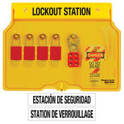 4-Lock Covered Station with A1106RED Aluminum Padlocks.