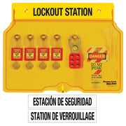 4-Lock Covered Station with 410RED Zenex™ Thermoplastic Padlocks.