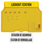 4-Lock Covered Station with Trilingual Labels, Unfilled.