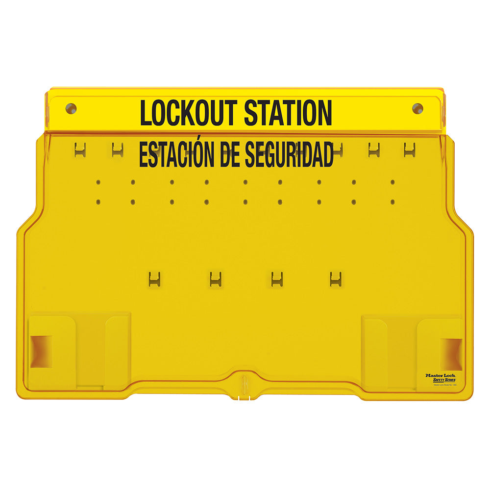 10-Lock Covered Station with Trilingual Labels, Unfilled.