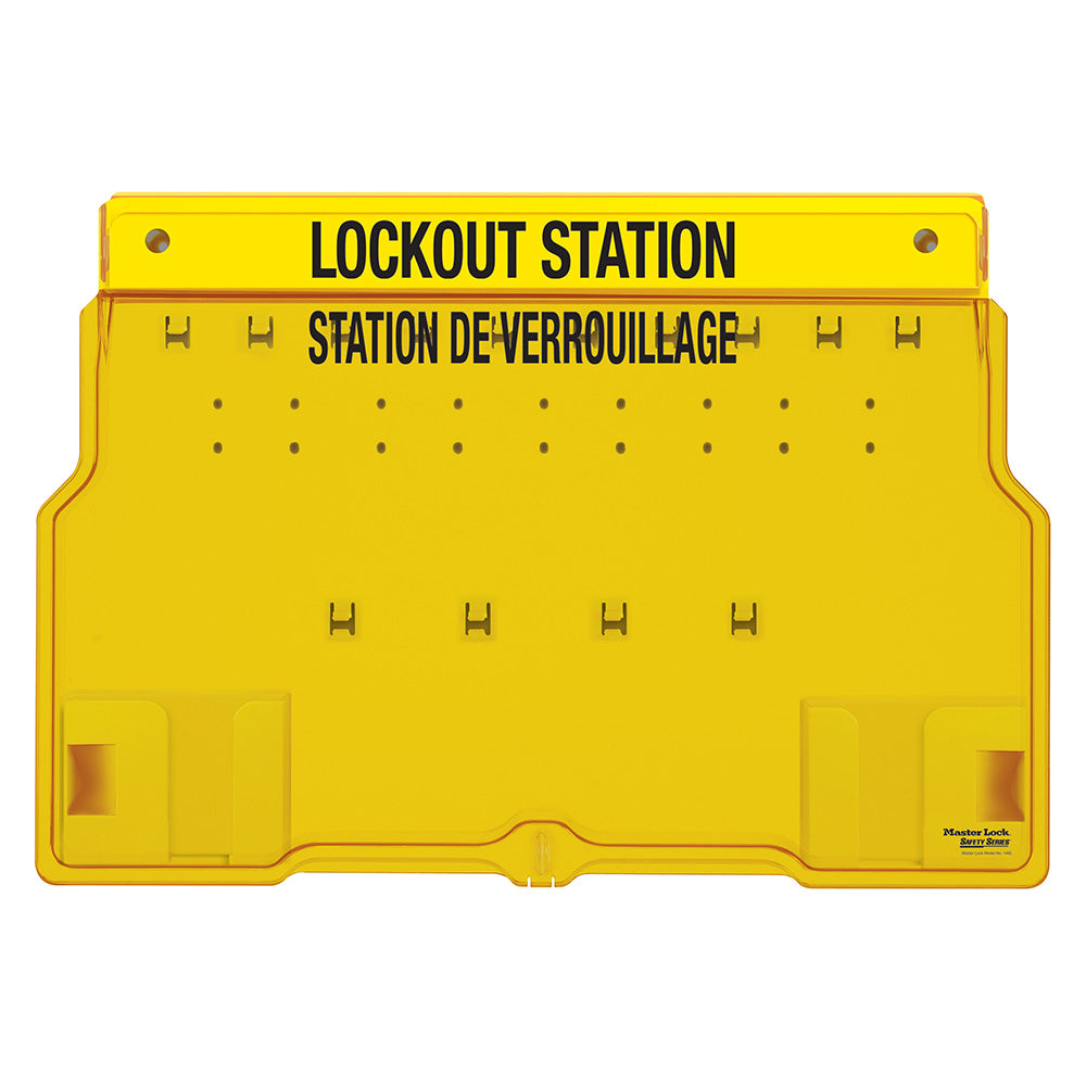 10-Lock Covered Station with Trilingual Labels, Unfilled.