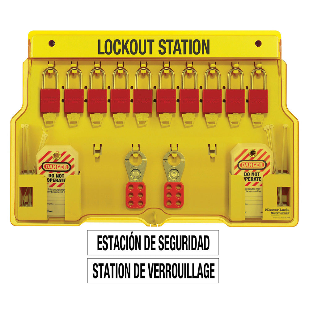 10-Lock Station with A1106RED Aluminum Padlocks.