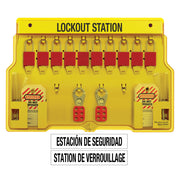 10-Lock Station with A1106RED Aluminum Padlocks.