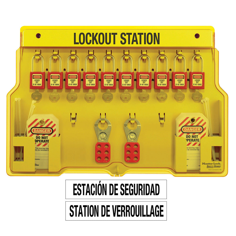 10-Lock Covered Station with 410RED Zenex™ Thermoplastic Padlocks.