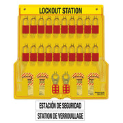 French/English 20-Lock Station. A1106RED Aluminum Padlocks.
