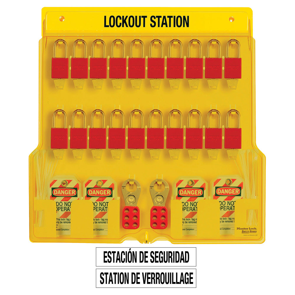 20-Lock Station with A1106RED Aluminum Padlocks.
