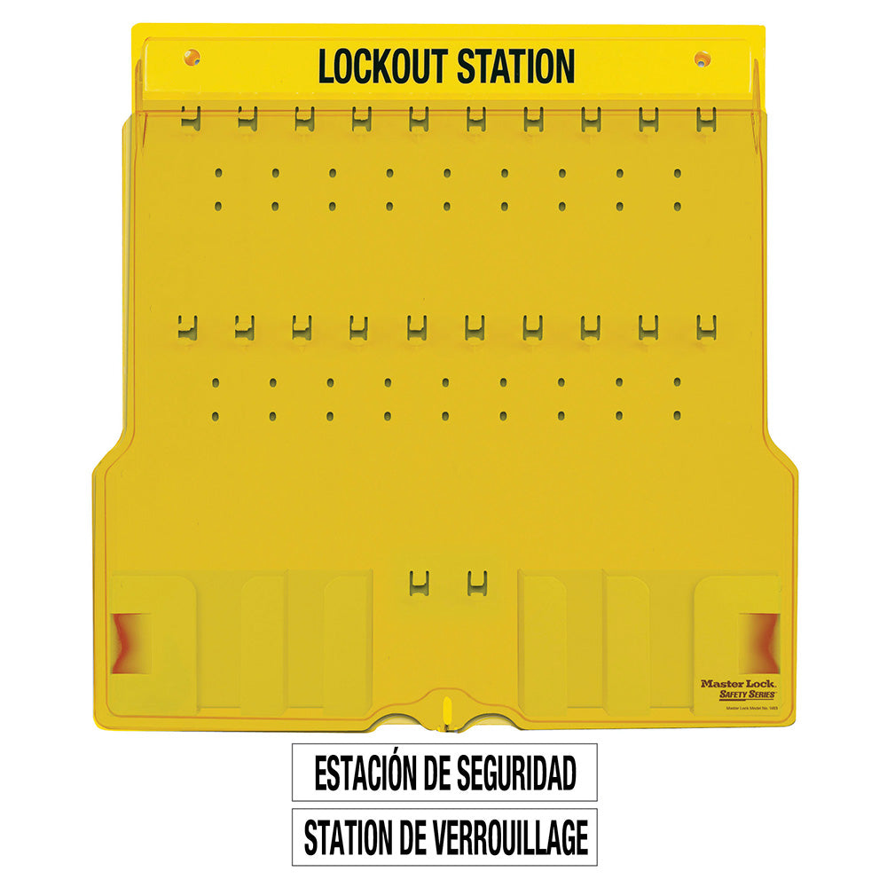 20-Lock Covered Station with Trilingual Labels, Unfilled.