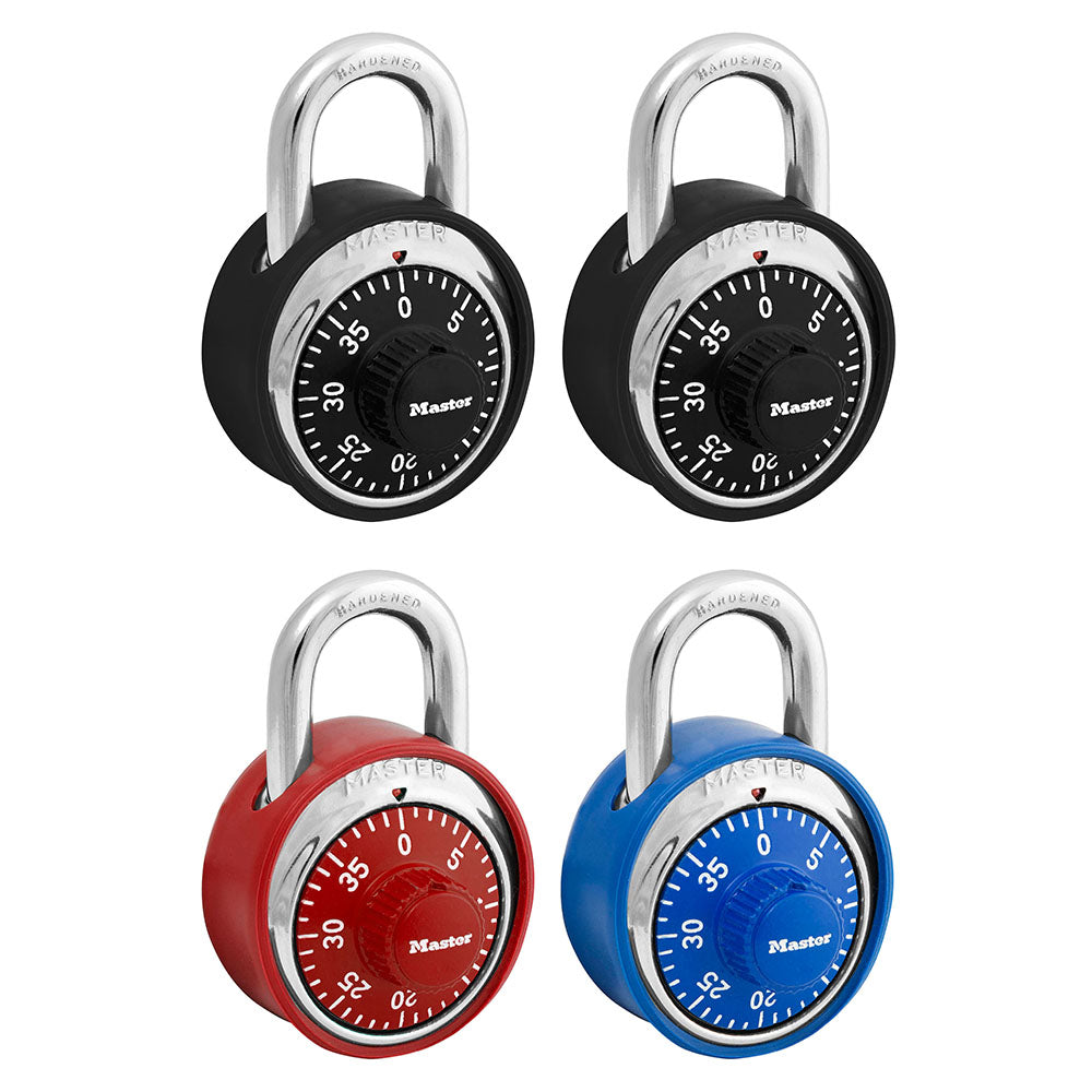 1-7/8in (48mm) Wide Combination Dial Padlock with Matching Scratch Guard Bumper; Assorted Colors