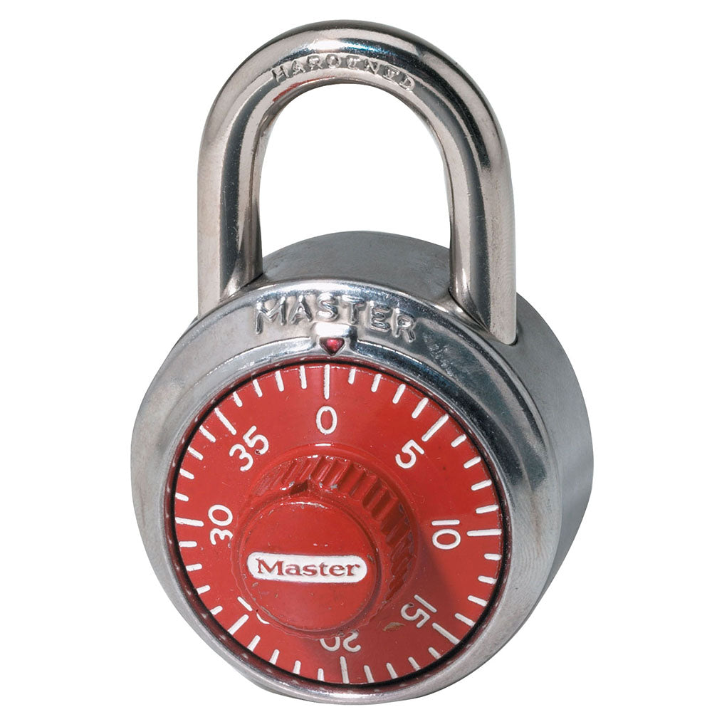 1-7/8in (48mm) Wide Combination Dial Padlock; Red Dial