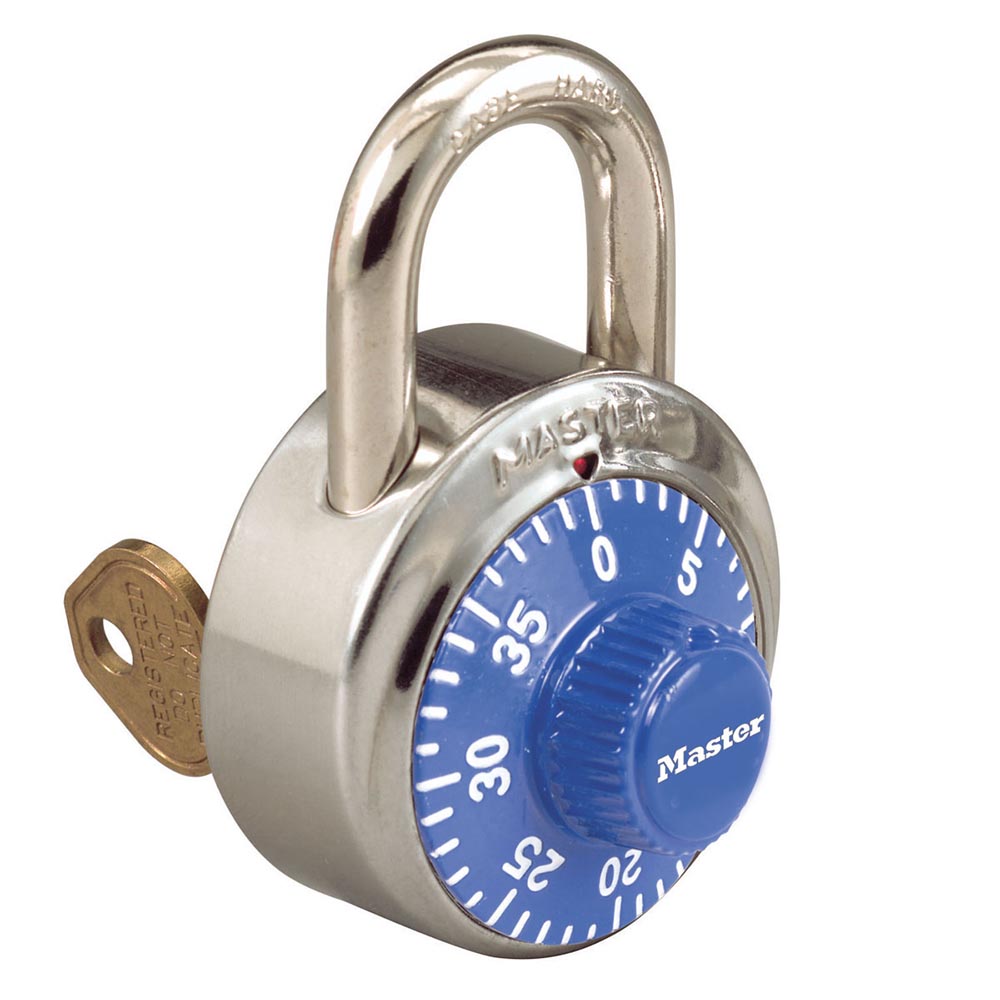 1-7/8in (48mm) General Security Combination Padlock with Key Control Feature and Blue Colored Dial
