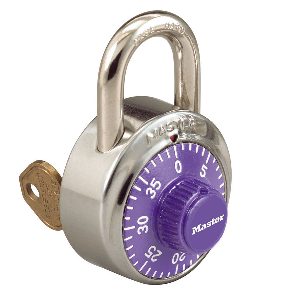 1-7/8in (48mm) General Security Combination Padlock with Key Control Feature and Purple Colored Dial