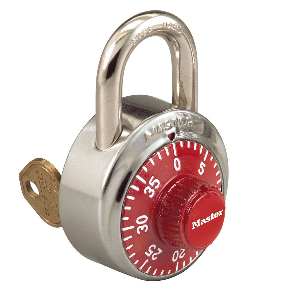 1-7/8in (48mm) General Security Combination Padlock with Key Control Feature and Red Colored Dial