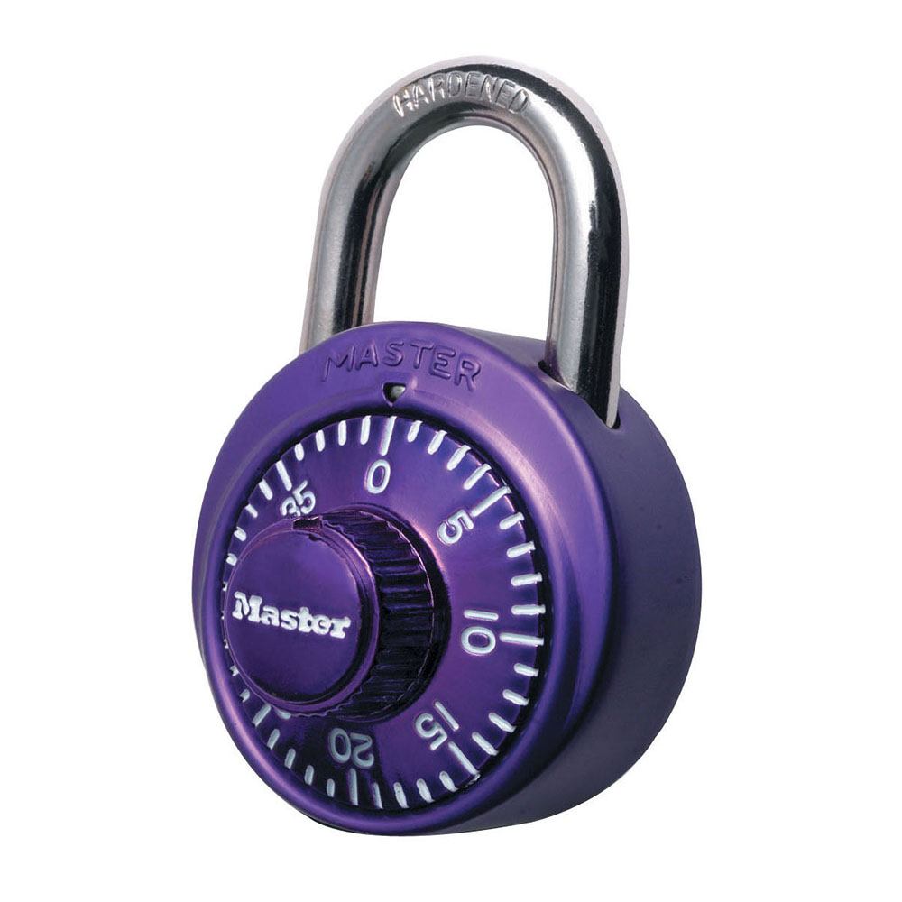 1-7/8in (48mm) Wide Combination Dial Padlock with Aluminum Cover; Purple